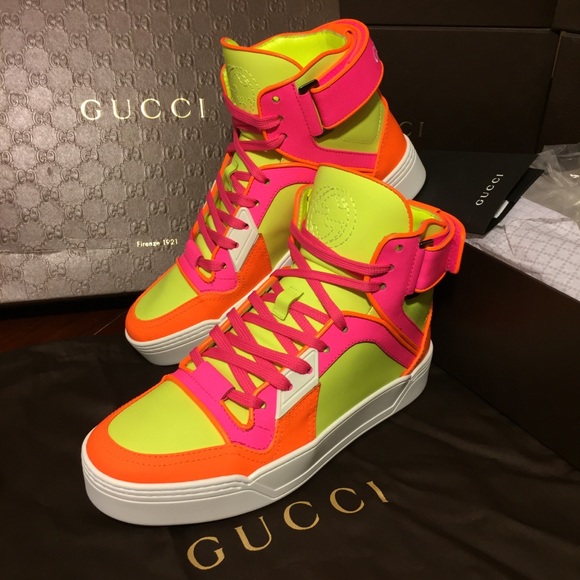 Gucci Women’s Neon Hightops - Picture 1 of 8